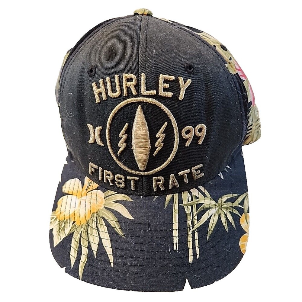 HURLEY Mens First Rate Rare Hawaiian Print Trucker Hat Cap Snapback Adjustable